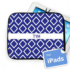 Housse iPad ikat bleu initiales personnalisées
