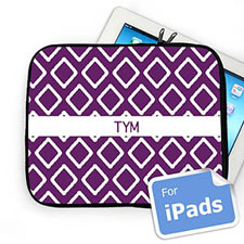 Housse iPad ikat violet initiales personnalisées