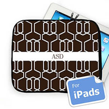 Housse iPad treillis chocolat initiales personnalisées
