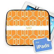 Housse iPad treillis orange initiales personnalisées