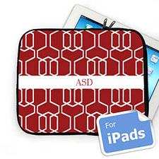 Housse iPad treillis rouge initiales personnalisées