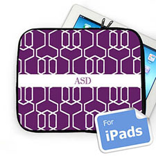 Housse iPad treillis violet initiales personnalisées
