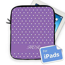 Housse iPad pois lavande initiales personnalisées