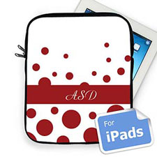 Housse iPad cercles rétro rouges initiales personnalisées