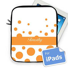 Housse iPad cercles rétro orange nom personnalisé