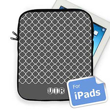 Housse iPad quadrilobe gris initiales personnalisées