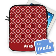 Housse iPad quadrilobe rouge initiales personnalisées