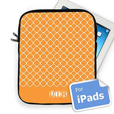 Housse iPad quadrilobe orange initiales personnalisées