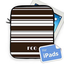 Housse iPad rayures chocolat initiales personnalisées