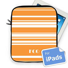 Housse iPad rayures orange initiales personnalisées