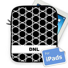 Housse iPad cerceaux noirs initiales personnalisées