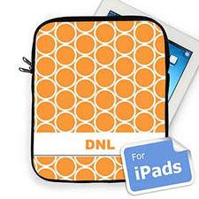 Housse iPad cerceaux orange initiales personnalisées