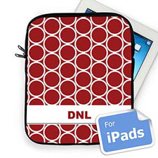 Housse iPad cerceaux rouges initiales personnalisées