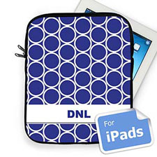 Housse iPad cerceaux bleus initiales personnalisées