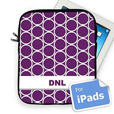 Housse iPad cerceaux violets initiales personnalisées