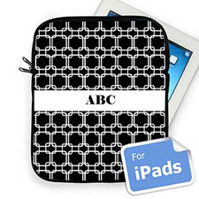 Housse iPad liens noirs initiales personnalisées