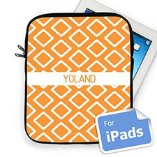 Housse iPad ikat orange nom personnalisé