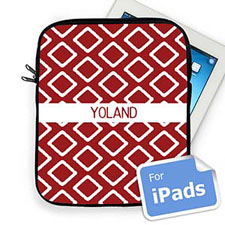 Housse iPad ikat rouge nom personnalisé