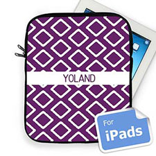 Housse iPad ikat violet nom personnalisé
