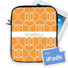 Housse iPad treillis orange nom personnalisé
