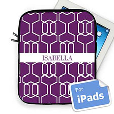 Housse iPad treillis violet nom personnalisé