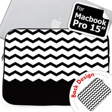 Housse Macbook Pro 15 chevron noir nom personnalisé 2 côtés personnalisés (2015)
