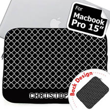 Housse Macbook Pro 15 quadrilobe noir initiales personnalisées 2 côtés personnalisés (2015)