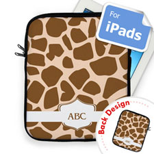 Housse iPad motif girafe brun recto et verso personnalisés 