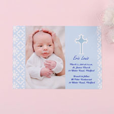 Imprimez vos propres cartes photo de baptême bleu fidèlement