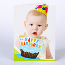 Carte de voeux impression personnalisée cupcake cool bleu anniversaire