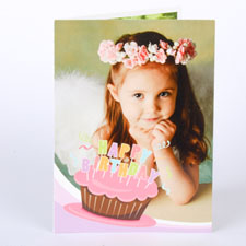 Carte de voeux impression personnalisée cupcake cool rose anniversaire
