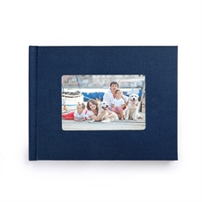 Créez votre petit album photo couverture rigide en lin bleu 21,59 x 27,94 cm