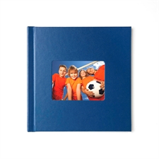 Album photo personnalisé couverture rigide en cuir bleu 30,48 x 30,48 cm