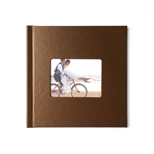 Album photo personnalisé couverture rigide en cuir brun 30,48 x 30,48 cm