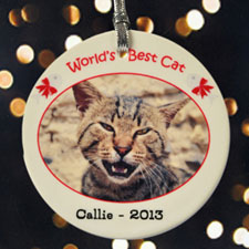 Ornement photo en porcelaine personnalisé meilleur chat du monde