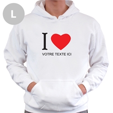 Sweatshirts à capuche personnalisés J'aime (coeur) blanc L