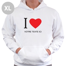 Sweatshirts à capuche personnalisés J'aime (coeur) blanc extra large