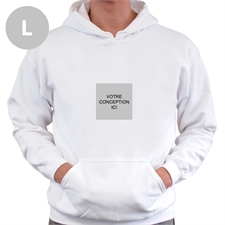 Sweatshirt à capuche avec poche kangourou personnalisé mini image carrée blanc taille large