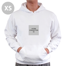 Sweatshirt à capuche avec poche kangourou personnalisé mini image carrée blanc taille extra petite