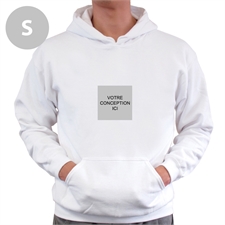 Sweatshirt à capuche avec poche kangourou personnalisé mini image carrée blanc petite taille 