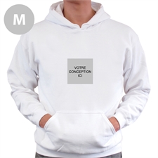 Sweatshirt à capuche avec poche kangourou personnalisé mini image carrée blanc taille moyenne