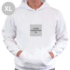 Sweatshirt à capuche avec poche kangourou personnalisé mini image carrée blanc taille extra large
