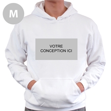 Sweatshirts à capuche sans tirette personnalisé blanc paysage image & texte taille moyenne