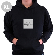 Sweatshirt à capuche avec poche kangourou personnalisé mini image carrée noir taille extra large
