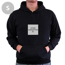 Sweatshirt à capuche avec poche kangourou personnalisé mini image carrée personnalisée noir petite taille 