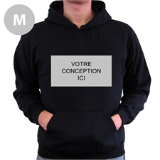 Sweatshirts à capuche sans tirette personnalisé noir paysage image & texte taille moyenne