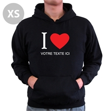Sweatshirts à capuche personnalisés J'aime (coeur) noir XS
