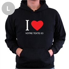 Sweatshirts à capuche personnalisés J'aime (coeur) noir large
