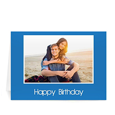 Cartes d'anniversaire photo personnalisées bleues classiques, pliées 12,7 x 17,78 cm