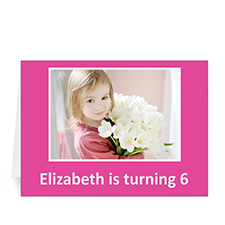 Cartes d'anniversaire photo personnalisées rose vif, pliées 12,7 x 17,78 cm